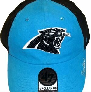 Carolina Panthers Womens 47 Brand Sequin Logo Adjustable Strapback hat New Nfl